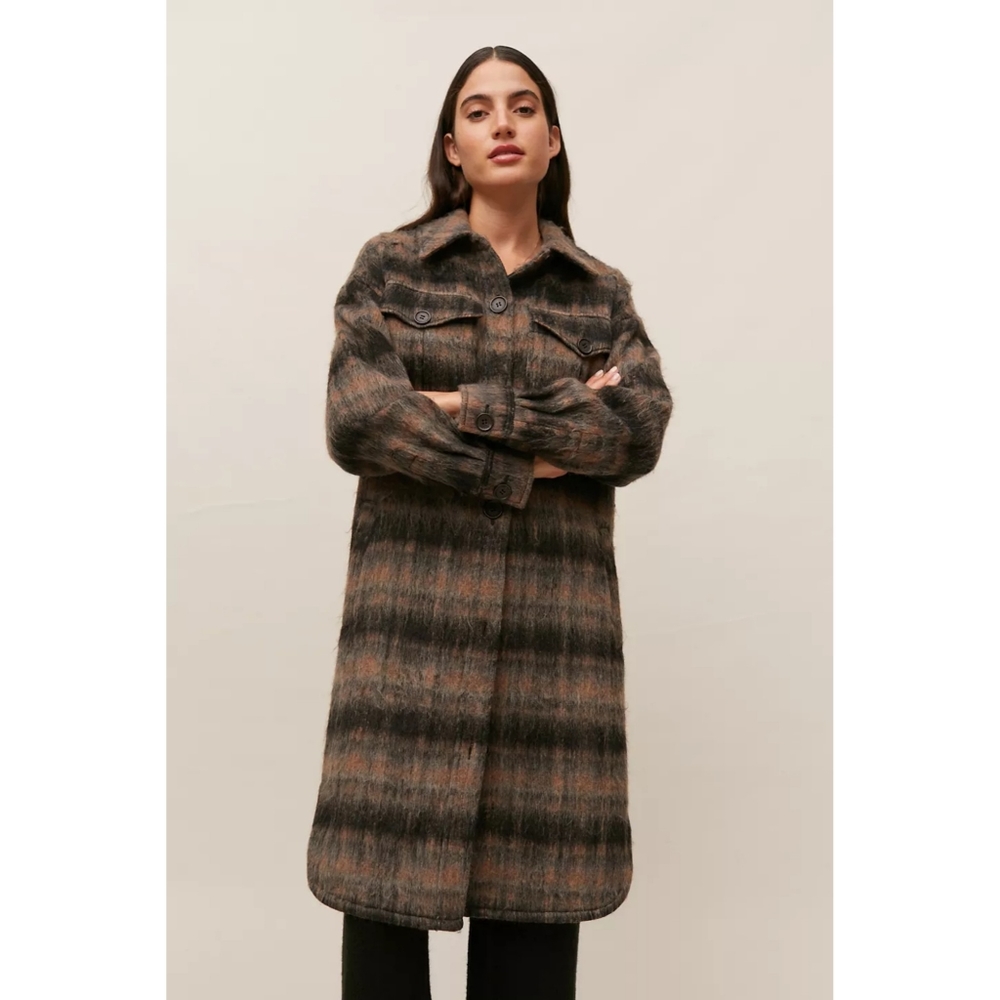 7 For All Mankind Brushed Plaid long shacket - Picture 6 of 9